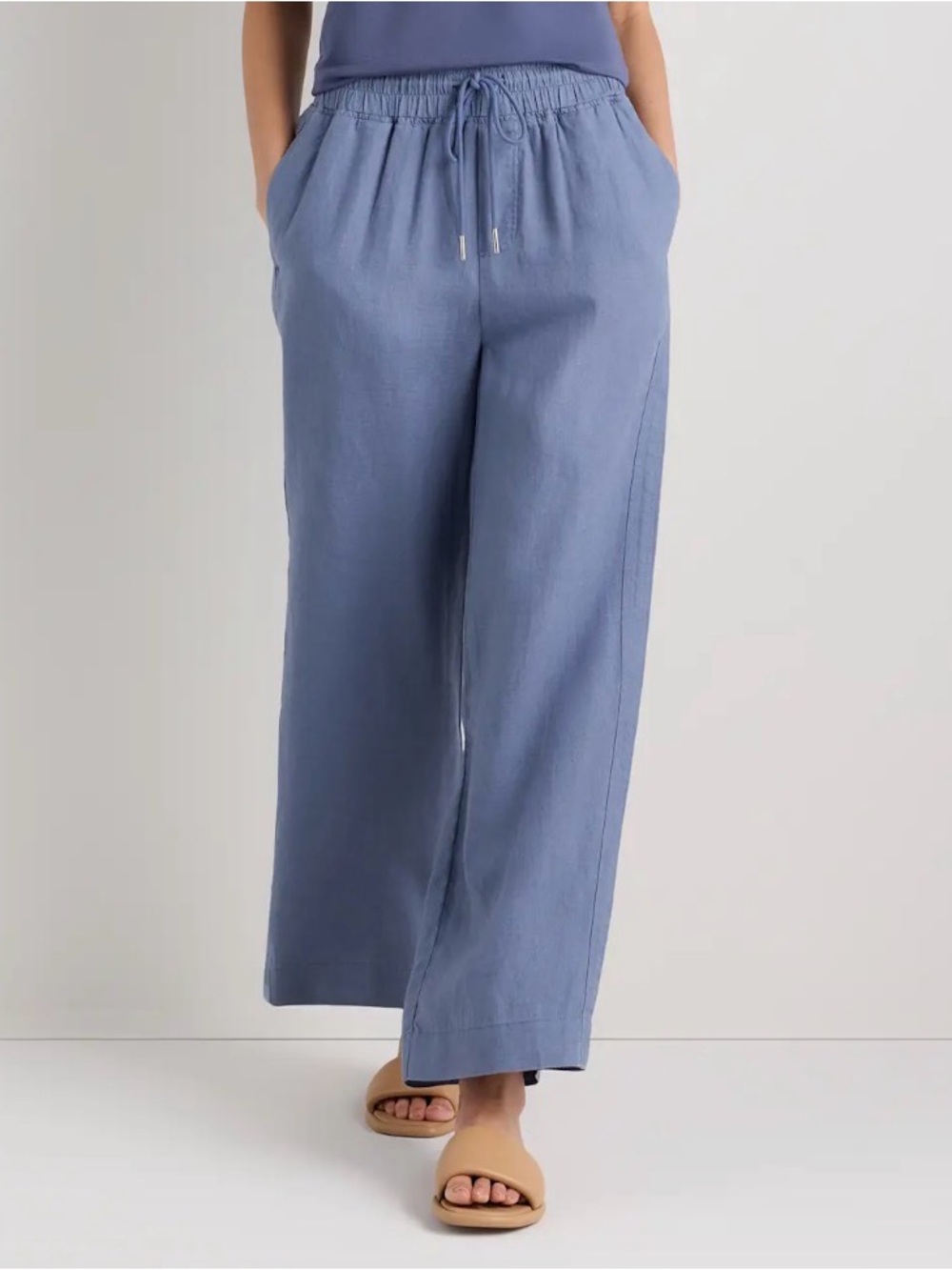 Quince 100% European Linen Wide Leg Pants / Moonstone Blue / L
